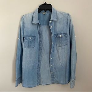 J. Crew Keeper Chambray Denim Button Up Shirt Size 4